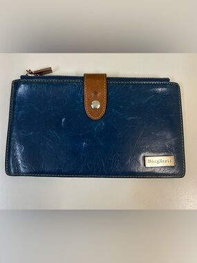 Borgasets Handcrafted Leather RFID Blocking Wallet Blue